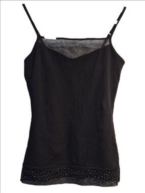 Express Black Sheer Dot-Trim Camisole
